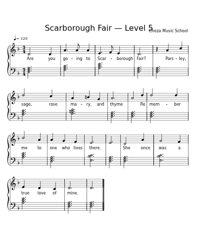 Scarborough Fair — Level 5 sheet music preview