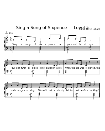 Sing a Song of Sixpence — Level 5 sheet music preview