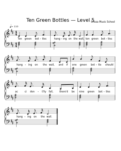 Ten Green Bottles — Level 5 sheet music preview