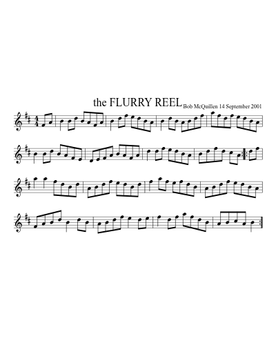 the FLURRY REEL sheet music preview