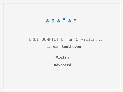 DREI QUARTETTE fur 2 Violinen, Bratsche und Violoncell Op. 59 No.1 preview