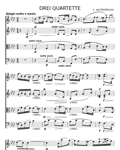 DREI QUARTETTE fur 2 Violinen, Bratsche und Violoncell Op. 59 No.1 3rd Movement