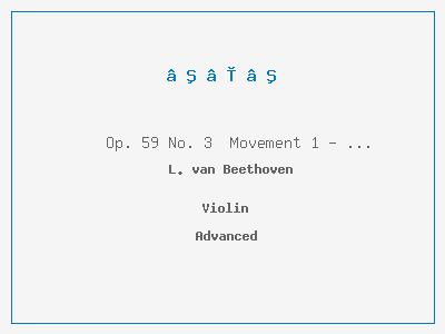 Op. 59 No. 3  Movement 1 - String Quartet No. 9