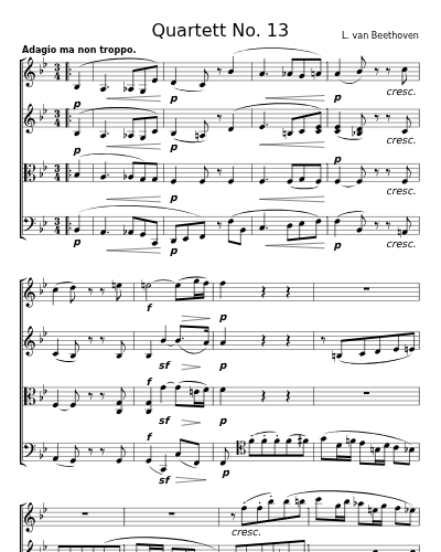 Quartett No. 13  für 2 Violinen, Bratsche und Violoncell  Op. 130 1st Movement  Dem Fürsten Nicolaus von Galitzin gewidmet.