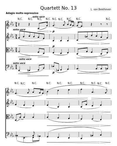 Quartett No. 13 für 2 Violinen, Bratsche und Violoncell Op. 130 5th Movement Dem Fürsten Nicolaus von Galitzin gewidmet. preview