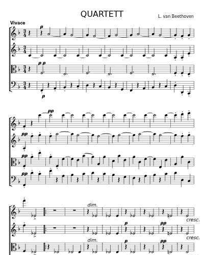 QUARTETT fur 2 Violinen, Bratsche und Violoncell Op.135  2nd Movement