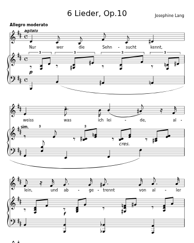 Mignons Klage (6 Lieder, Op.10)