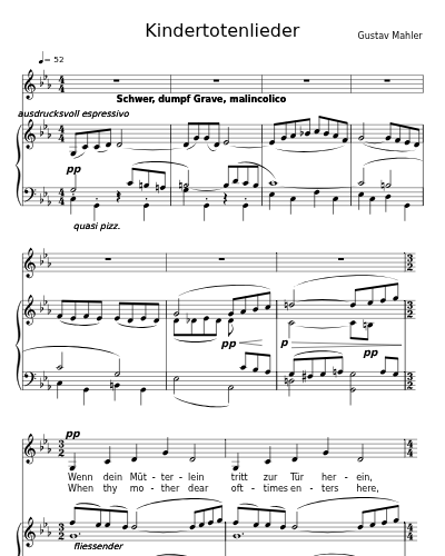 Wenn dein Mütterlein (Kindertotenlieder)