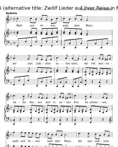 Aus Siegwart (12 Lieder, 1786   (alternative title: Zwölf Lieder auf ihrer Reise in Musik gesetzt))