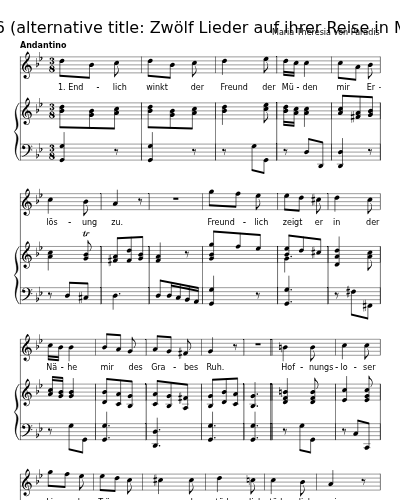 Sophia an Siegwart (12 Lieder, 1786   (alternative title: Zwölf Lieder auf ihrer Reise in Musik gesetzt))