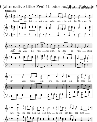 Wenn ich der Kaiser wäre (12 Lieder, 1786   (alternative title: Zwölf Lieder auf ihrer Reise in Musik gesetzt))