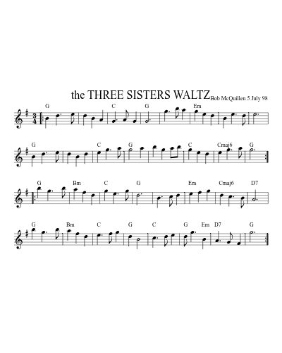 the THREE SISTERS WALTZ sheet music preview