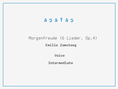 Morgenfreude (6 Lieder, Op.4)