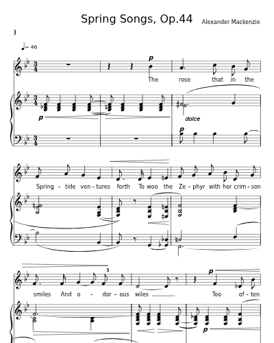 The First Rose (Spring Songs, Op.44) sheet music preview