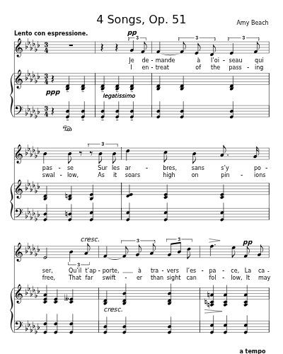 Je demande à l'oiseau / For My Love (4 Songs, Op. 51)