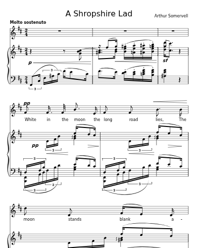 White in the moon the long road lies (A Shropshire Lad)