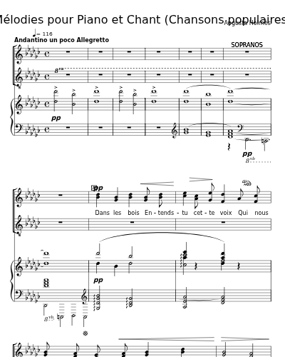 Dans les bois (Mélodies pour Piano et Chant (Chansons populaires))