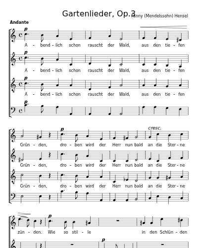 Abendlich schon rauscht der Wald (Gartenlieder, Op.3) preview