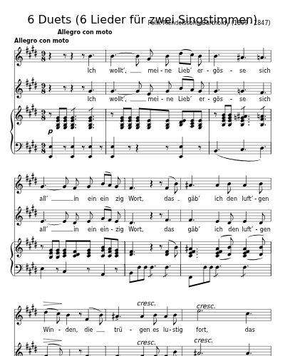 Ich wollt' meine Lieb' ergösse sich, MWV J 5. (1836) (6 Duets (6 Lieder für zwei Singstimmen))