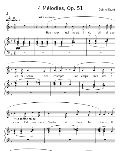 Au cimetière (4 Mélodies, Op. 51) sheet music preview