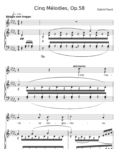 C'est l’extase (Cinq Mélodies, Op.58)