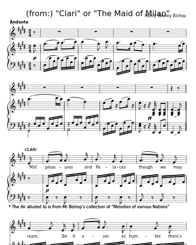 Home. Sweet Home ((from:) "Clari" or "The Maid of Milan")