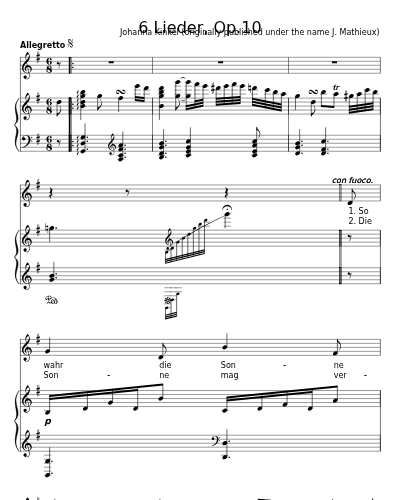 So wahr die Sonne scheinet (6 Lieder, Op.10) sheet music preview