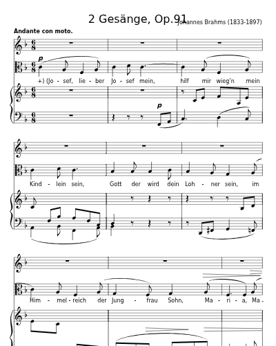 Geisliches Wiegenlied (2 Gesänge, Op.91) preview