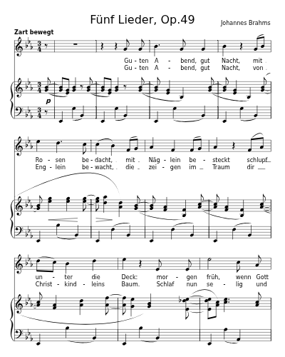 Wiegenlied (Fünf Lieder, Op.49) sheet music preview