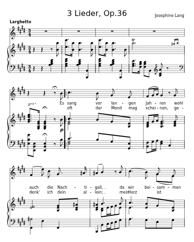 Es sang vor langen Jahren wohl auch die Nachtigall (3 Lieder, Op.36)