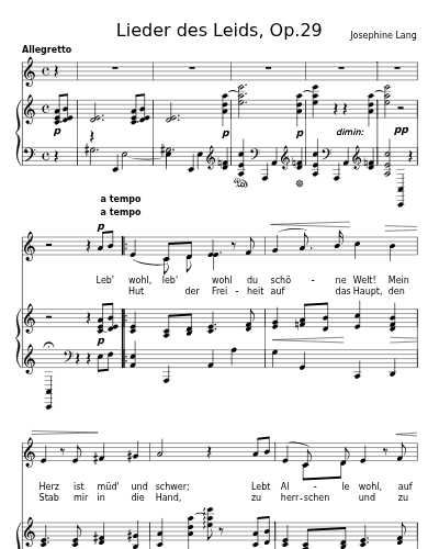 Leb' wohl, leb' wohl du schöne Welt (Lieder des Leids, Op.29)