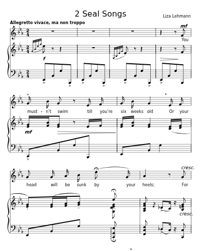 You mustn’t swim till you’re six weeks old (2 Seal Songs)