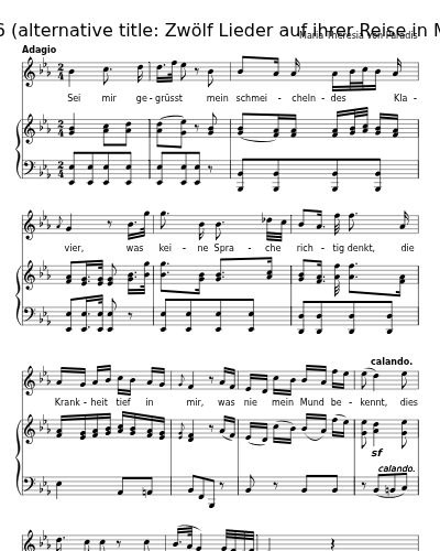 An das Klavier (12 Lieder, 1786   (alternative title: Zwölf Lieder auf ihrer Reise in Musik gesetzt))