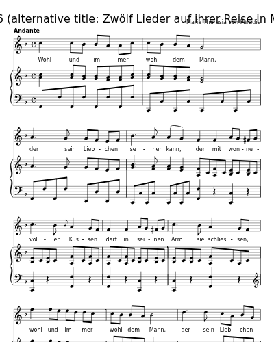 Aus Siegwart (12 Lieder, 1786   (alternative title: Zwölf Lieder auf ihrer Reise in Musik gesetzt))