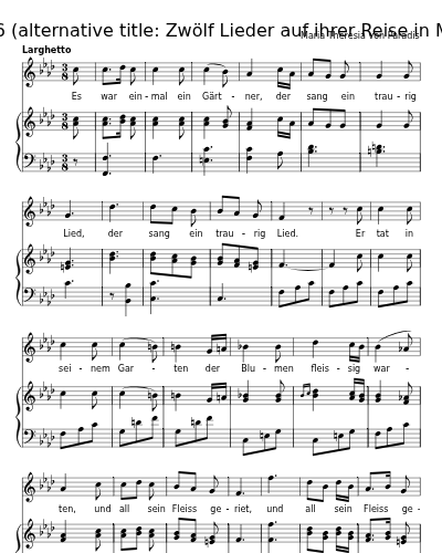 Das Gärtnerliedchen aus dem Siegwart (12 Lieder, 1786   (alternative title: Zwölf Lieder auf ihrer Reise in Musik gesetzt))