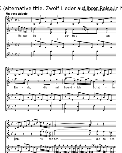 Erinnerung ans Schicksal (12 Lieder, 1786   (alternative title: Zwölf Lieder auf ihrer Reise in Musik gesetzt))