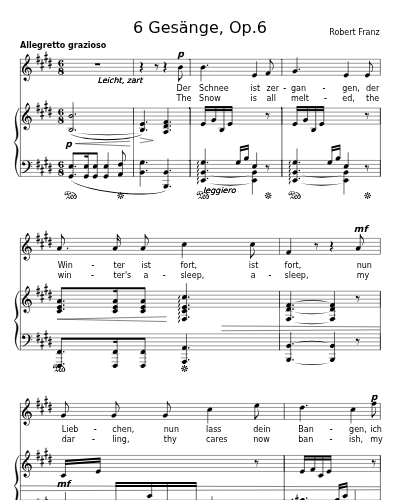 Der Schnee is zergangen (6 Gesänge, Op.6)