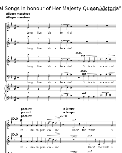 Hark! The world is full of thy praise (“Choral Songs in honour of Her Majesty Queen Victoria”, 1899)