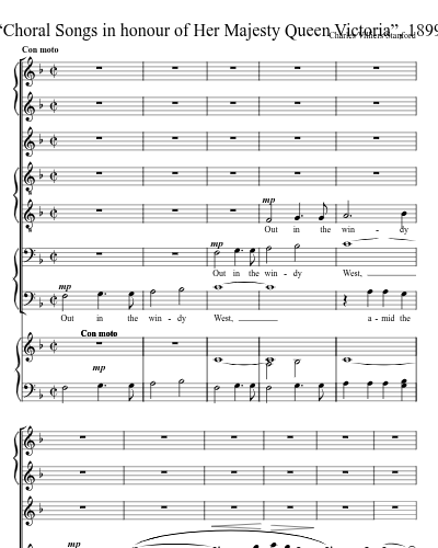 Out in the windy West (“Choral Songs in honour of Her Majesty Queen Victoria”, 1899) preview