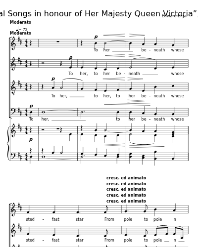 To her beneath whose stedfast star (“Choral Songs in honour of Her Majesty Queen Victoria”, 1899)
