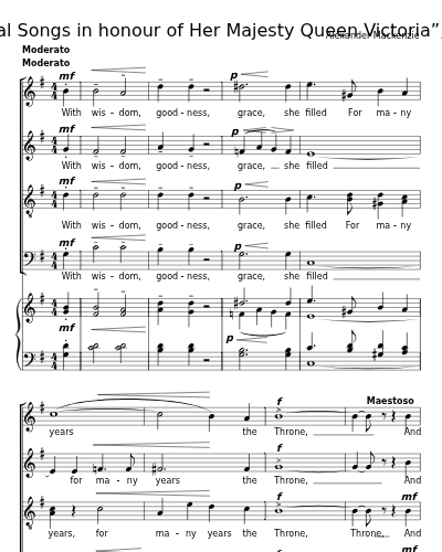 With wisdom, goodness, grace (“Choral Songs in honour of Her Majesty Queen Victoria”, 1899)