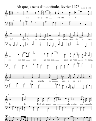 Ah que je sens d'inquiétude, février 1678 preview
