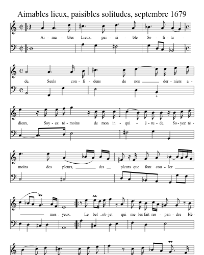 Aimables lieux, paisibles solitudes, septembre 1679