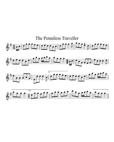 The Penniless Traveller sheet music preview