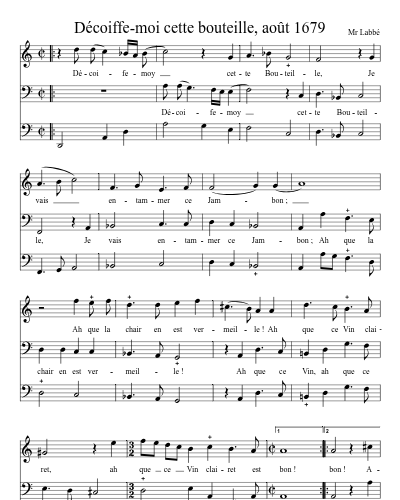 Décoiffe-moi cette bouteille, août 1679