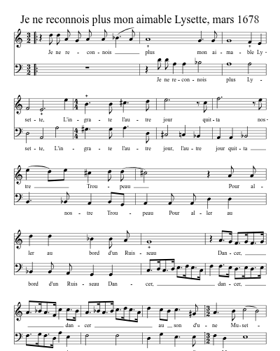 Je ne reconnois plus mon aimable Lysette, mars 1678