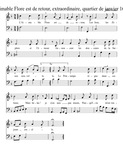 L'aimable Flore est de retour, extraordinaire, quartier de janvier 1678