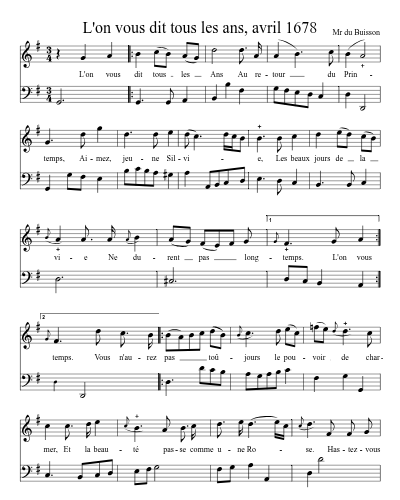 L'on vous dit tous les ans, avril 1678