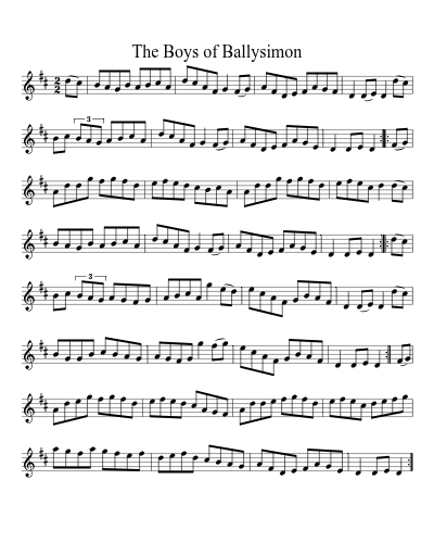 The Boys of Ballysimon sheet music preview