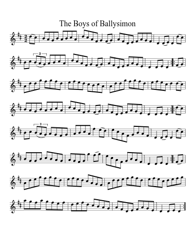 The Boys of Ballysimon (Version 2) sheet music preview
